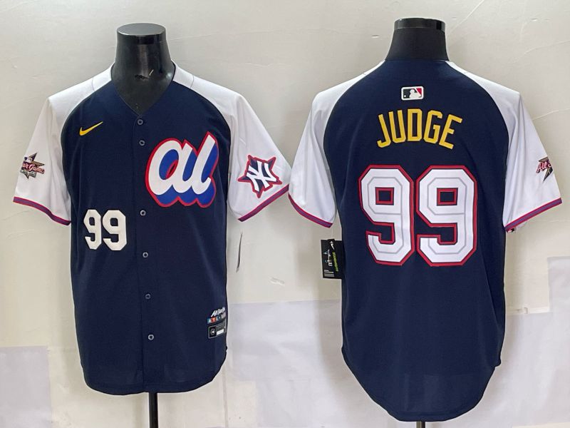 Men 2025 New York Yankees #99 Judge Drak Blue white All star Nike MLB Jersey style 53